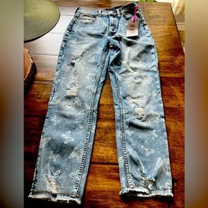 NWT Justice Size 14 Destructed Mini Mom Jeans